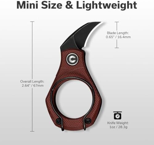 CIVIVI Pyrus Mini Keychain Knife  1 Piece   Small EDC Pocket Folding Box Cutter with 14C28N Blade & Ringed G10 Handle  Christmas Stocking Stuffers Gift for Men Women C23038 1  Burgundy