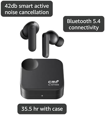 CMF Buds 2a Wireless Earbuds 2025 New Active Noise Cancelling 42dB Hybrid ANC Bluetooth Headphones  12 4mm Dynamic Driver for Big Bass  4 Mic Clear Call  Sport Ear Buds for iPhone  Android  Light Grey