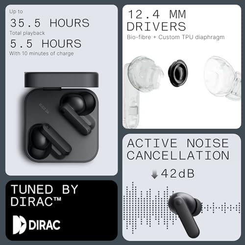 CMF Buds 2a Wireless Earbuds 2025 New Active Noise Cancelling 42dB Hybrid ANC Bluetooth Headphones  12 4mm Dynamic Driver for Big Bass  4 Mic Clear Call  Sport Ear Buds for iPhone  Android  Light Grey