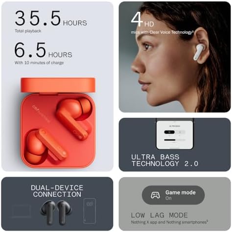 CMF Buds 2a Wireless Earbuds 2025 New Active Noise Cancelling 42dB Hybrid ANC Bluetooth Headphones  12 4mm Dynamic Driver for Big Bass  4 Mic Clear Call  Sport Ear Buds for iPhone  Android  Light Grey