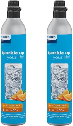 CO2 Canisters for Soda Maker  Philips 60L Threaded Refill Co2 Cylinder for Carbonated Water Machine  Compatible with All Screw In Sparkling Water Maker  Refillable Co2 Cartridges