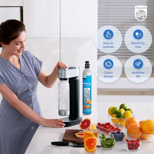 CO2 Canisters for Soda Maker  Philips 60L Threaded Refill Co2 Cylinder for Carbonated Water Machine  Compatible with All Screw In Sparkling Water Maker  Refillable Co2 Cartridges