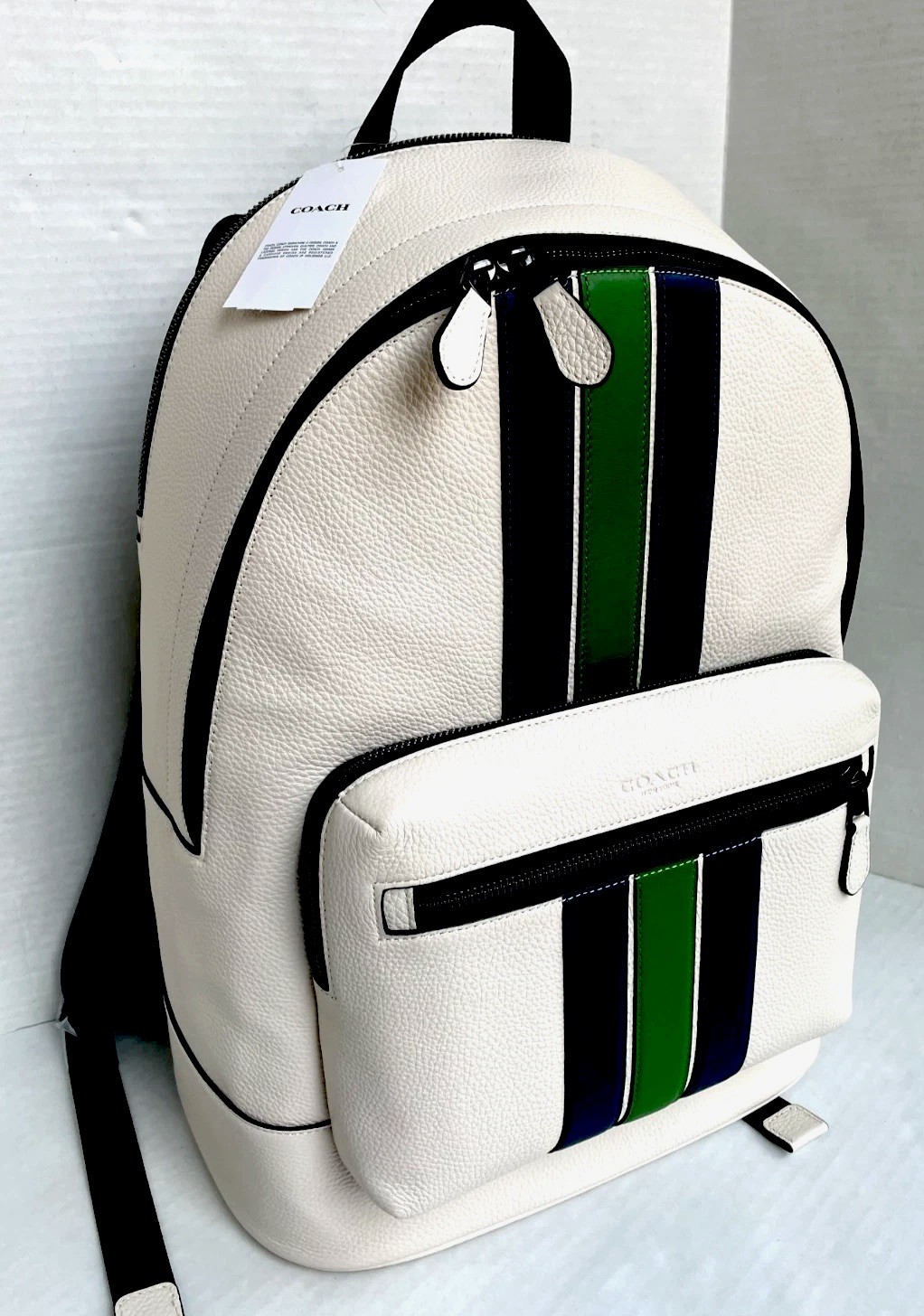 COACH CBI37 West Backpack Leather/Varsity Stripe/Chalk/ 598/NWT