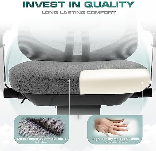 COLAMY Ergonomic Mesh Office Chair  High Back Office Chair  Computer Executive Desk Chair with Lumbar Support Adjustable Headrest and 4D Arms  Slide Seat  Tilt Lock Darkgrey New