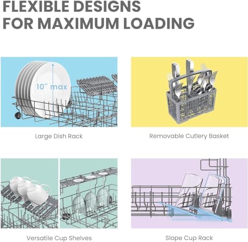 COMFEE  Countertop Dishwasher  Energy Star Portable Dishwasher  6 Place Settings & 8 Washing Programs  Speed  Baby Care  ECO& Glass  Dish Washer for Dorm  RV& Apartment  Black