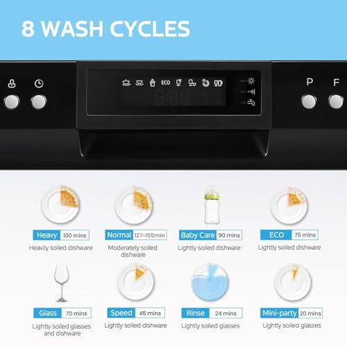 COMFEE  Countertop Dishwasher  Energy Star Portable Dishwasher  6 Place Settings & 8 Washing Programs  Speed  Baby Care  ECO& Glass  Dish Washer for Dorm  RV& Apartment  Black
