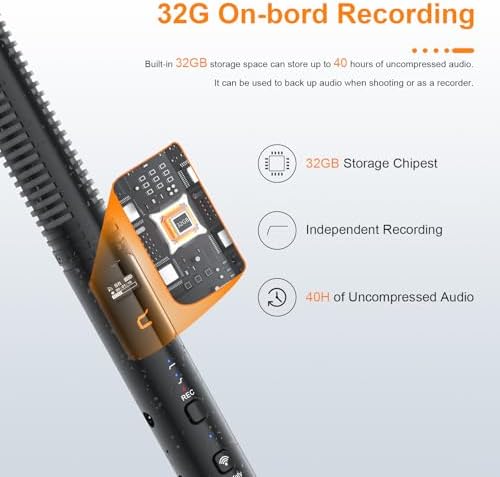 COMICA VM40 Shotgun Microphone with Wireless Modes  48kHz/32 bit  32GB Storage  Safety Audio Track  Super Cardioid Camera Mic for Filmmakers  Vloggers   Wireless Mic for Camera  Smartphone  PC