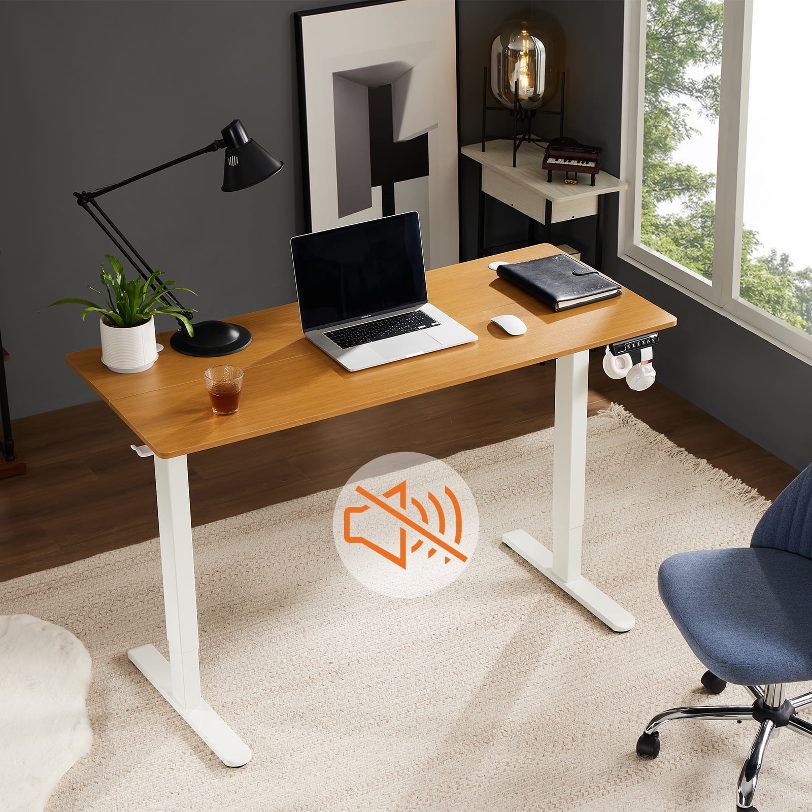 CONCETTA Electric Standing Desk  64  x24   Height Adjustable Desk  Home Office Desk with Electric Lift  Sit Stand Desk Workstation for Home Office  Oak