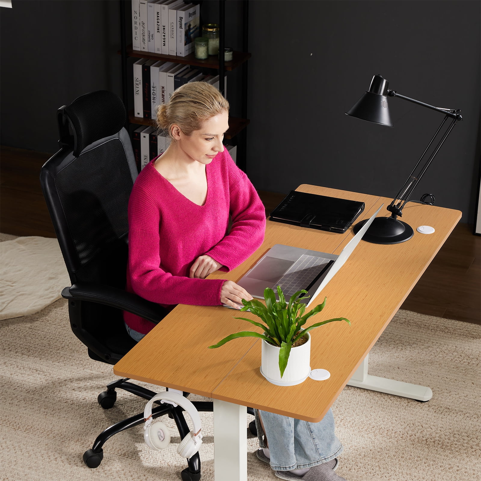 CONCETTA Electric Standing Desk  64  x24   Height Adjustable Desk  Home Office Desk with Electric Lift  Sit Stand Desk Workstation for Home Office  Oak