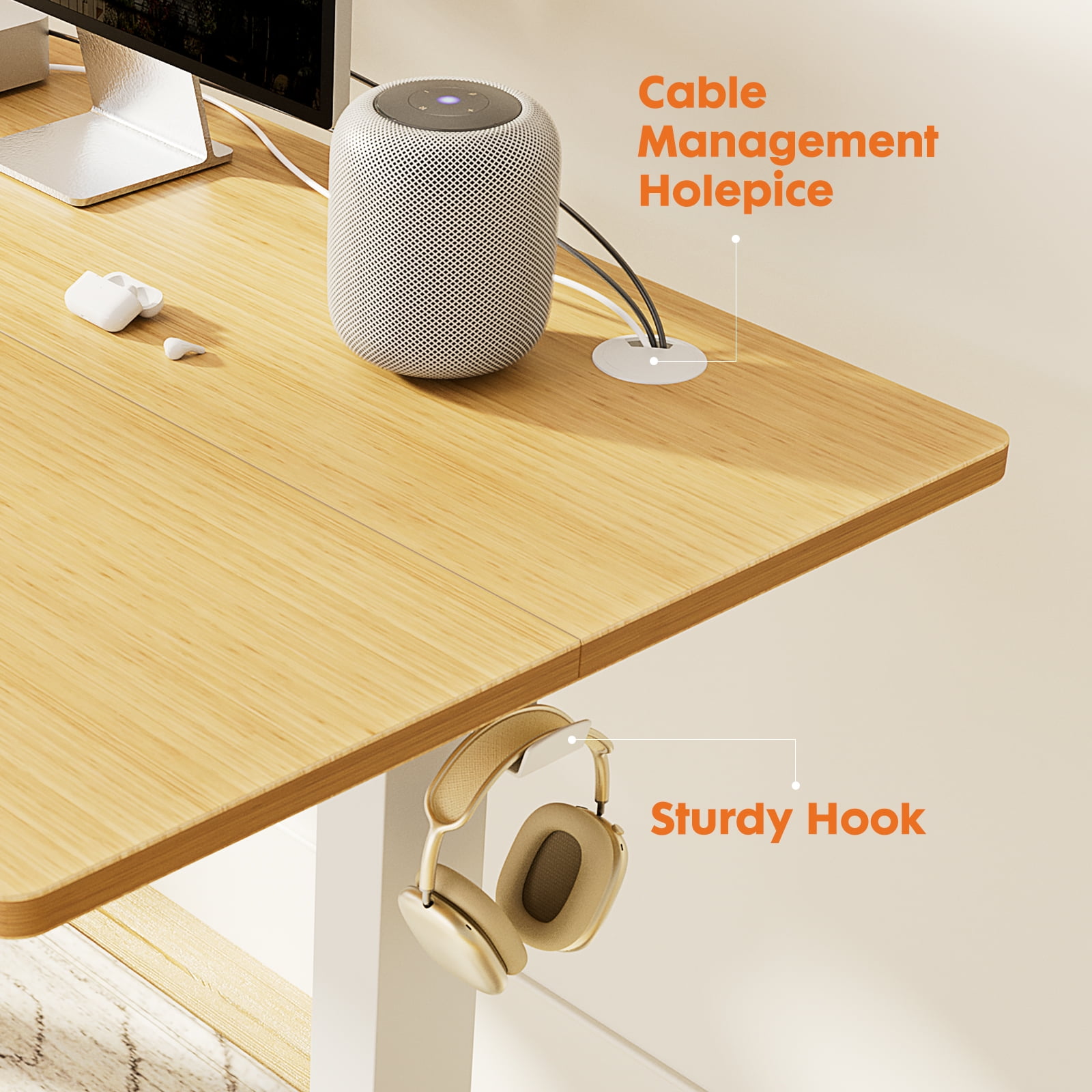 CONCETTA Electric Standing Desk  64  x24   Height Adjustable Desk  Home Office Desk with Electric Lift  Sit Stand Desk Workstation for Home Office  Oak