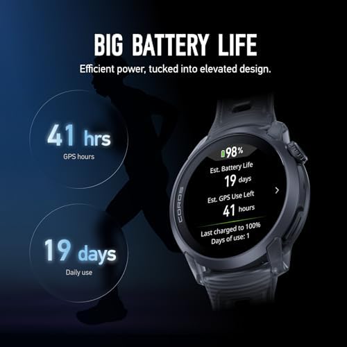 COROS PACE 4 Ultralight Sport GPS Watch  1 2 AMOLED Touchscreen 19 Days of Daily use  Voice Features  Advanced Training Tools  Accurate GPS  Heart Rate Monitor  Run  Black Crystal 