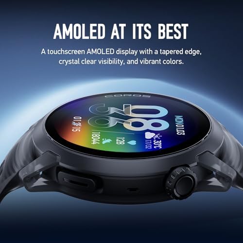 COROS PACE 4 Ultralight Sport GPS Watch  1 2 AMOLED Touchscreen 19 Days of Daily use  Voice Features  Advanced Training Tools  Accurate GPS  Heart Rate Monitor  Run  Black Crystal 