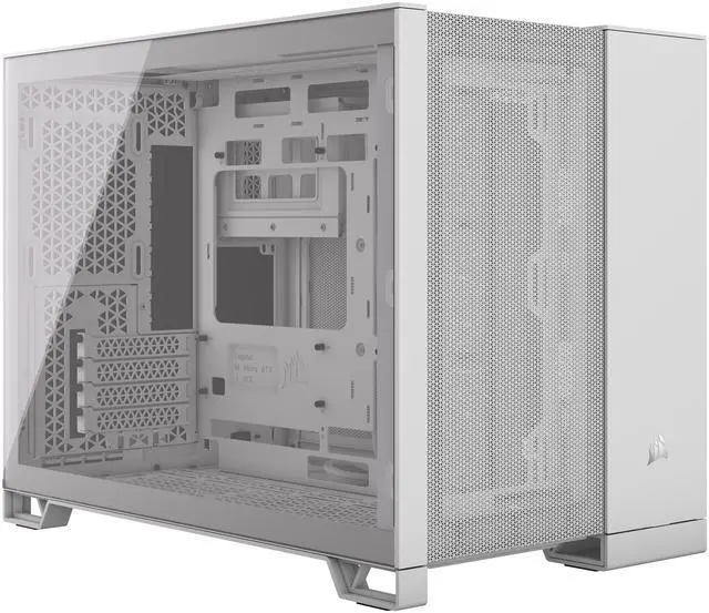 CORSAIR 2500D AIRFLOW Micro ATX Dual Chamber PC Case   White   Fully Mesh Front  Side  and Roof Panels   Fits up to 11x 120mm fans   4x AIO Radiator Mounting Positions