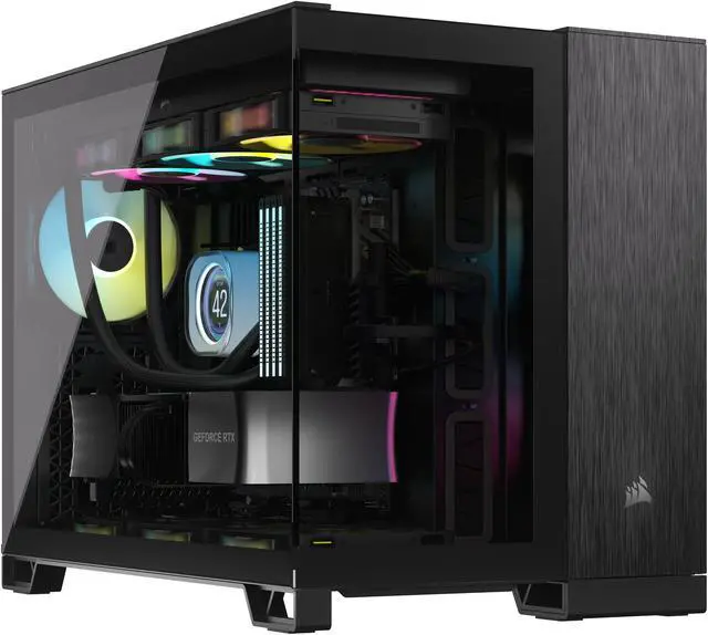 CORSAIR 2500X Micro ATX Dual Chamber PC Case  Black/Obsidian Aluminum  CC 9011287 WW