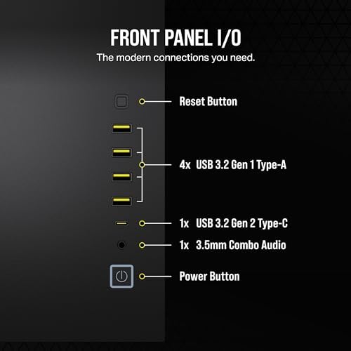 CORSAIR Carcasa para PC mATX de vidrio templado 2500X, no incluye ventiladores, diseño de doble cámara, amplia flexibilidad de refrigeración, compatible con placa base de conexión inversa, color negro