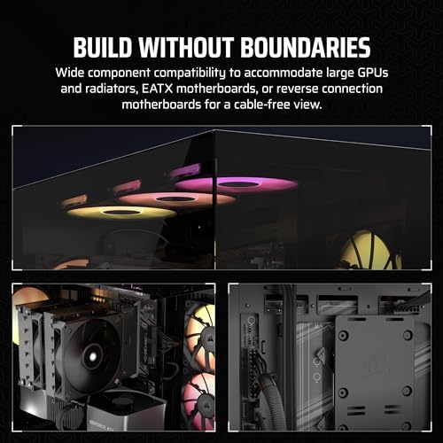 CORSAIR 3500X ARGB Mid Tower ATX PC Case   Panoramic Tempered Glass   Reverse Connection Motherboard Compatible   3X CORSAIR RS120 ARGB Fans Included   Black