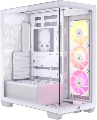 CORSAIR 3500X ARGB Mid Tower ATX PC Case   Panoramic Tempered Glass   Reverse Connection Motherboard Compatible   3X CORSAIR RS120 ARGB Fans Included   White