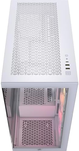 CORSAIR 3500X ARGB Mid Tower ATX PC Case   Panoramic Tempered Glass   Reverse Connection Motherboard Compatible   3X CORSAIR RS120 ARGB Fans Included   White