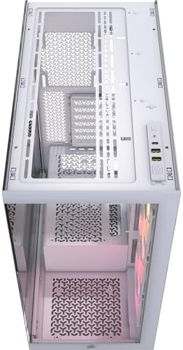 CORSAIR 3500X ARGB Mid Tower ATX PC Case   Panoramic Tempered Glass   Reverse Connection Motherboard Compatible   3X CORSAIR RS120 ARGB Fans Included   White