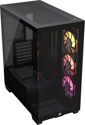 CORSAIR 3500X ARGB Mid Tower ATX PC Case   Panoramic Tempered Glass   Reverse Connection Motherboard Compatible   3X CORSAIR RS120 ARGB Fans Included   White