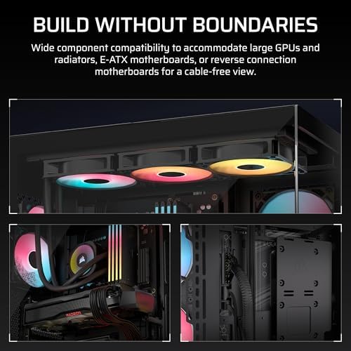 Caja de PC CORSAIR 3500X RS-R ARGB de torre media – 3 ventiladores ARGB RS120-R preinstalados, brazo anti-hundimiento para GPU, compatible con hasta 10 ventiladores de 120 mm, compatible con conexión