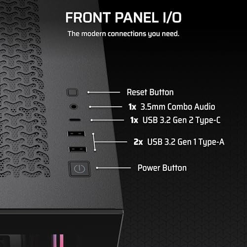 Caja de PC CORSAIR 3500X RS-R ARGB de torre media – 3 ventiladores ARGB RS120-R preinstalados, brazo anti-hundimiento para GPU, compatible con hasta 10 ventiladores de 120 mm, compatible con conexión