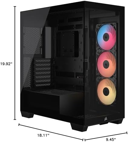 Caja de PC CORSAIR 3500X RS-R ARGB de torre media – 3 ventiladores ARGB RS120-R preinstalados, brazo anti-hundimiento para GPU, compatible con hasta 10 ventiladores de 120 mm, compatible con conexión