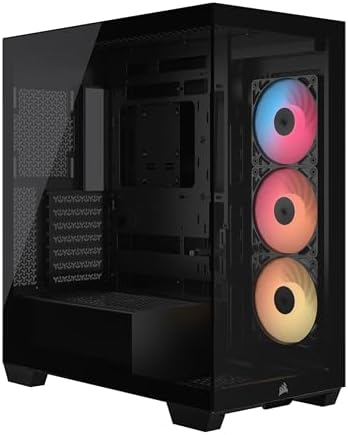 CORSAIR 3500X RS Reverse Fan ARGB Mid Tower PC Case   3X Pre Installed Fans  Panoramic Glass  Spacious Interior  GPU Anti Sag  Reverse Connection Motherboard Compatible   Black