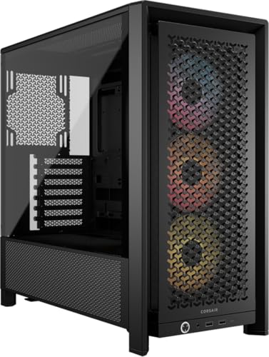 CORSAIR 4000D RS ARGB Frame Modular Mid Tower ATX PC Case High Airflow 3X Pre Installed RS ARGB Fans InfiniRail Fan Mounting System ASUS BTF MSI Project Zero Gigabyte Project Stealth Black