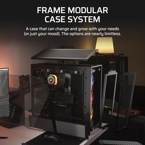 CORSAIR 4000D RS ARGB Frame Modular Mid Tower ATX PC Case High Airflow 3X Pre Installed RS ARGB Fans InfiniRail Fan Mounting System ASUS BTF MSI Project Zero Gigabyte Project Stealth Black