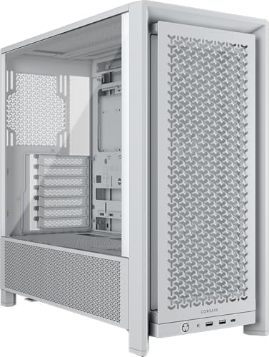 CORSAIR 4000D RS Frame Modular High Airflow Mid Tower PC Case   3X CORSAIR RS Fans   InfiniRail  Fan Mounting System   Fits Multiple 360mm Radiators   Reverse Connector Motherboard Compatible   White