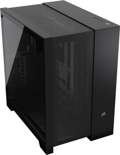 CORSAIR 6500D Airflow Mid Tower ATX Dual Chamber PC Case   Tempered Glass   Reverse Connection Motherboard Compatible   No Fans Included   Black
