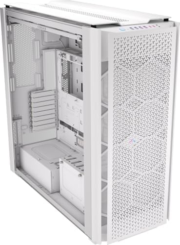 CORSAIR 9000D RGB Airflow Super Full Tower PC Case Fits up to 18x 120mm  7x 140mm  or 4x 200mm Fans InfiniRail Fan Mounting iCUE Link System Hub Included White