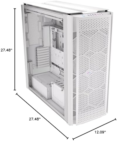 CORSAIR 9000D RGB Airflow Super Full Tower PC Case Fits up to 18x 120mm  7x 140mm  or 4x 200mm Fans InfiniRail Fan Mounting iCUE Link System Hub Included White