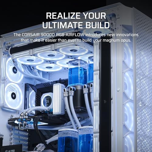 CORSAIR 9000D RGB Airflow Super Full Tower PC Case Fits up to 18x 120mm  7x 140mm  or 4x 200mm Fans InfiniRail Fan Mounting iCUE Link System Hub Included White