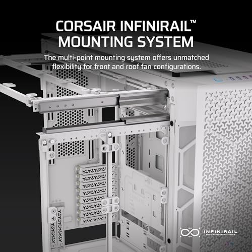 CORSAIR 9000D RGB Airflow Super Full Tower PC Case Fits up to 18x 120mm  7x 140mm  or 4x 200mm Fans InfiniRail Fan Mounting iCUE Link System Hub Included White