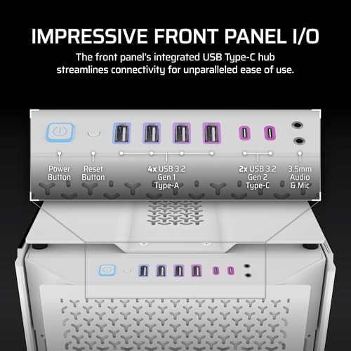 CORSAIR 9000D RGB Airflow Super Full Tower PC Case Fits up to 18x 120mm  7x 140mm  or 4x 200mm Fans InfiniRail Fan Mounting iCUE Link System Hub Included White