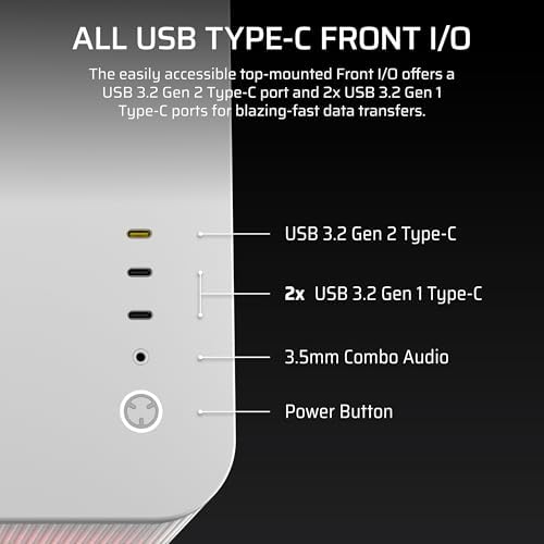 CORSAIR AIR 5400 RS R ARGB Triple Chamber Mid Tower Panoramic PC Case   3X Pre Installed Reverse Rotor RS120 R ARGB Fans  Low Noise  High Airflow Ducts  Reverse Motherboard Support   White