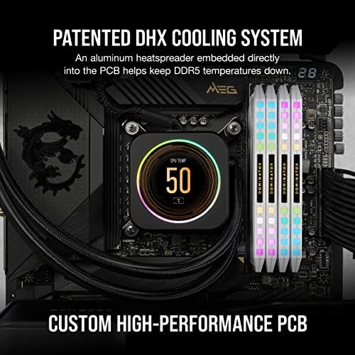 CORSAIR DOMINATOR PLATINUM RGB DDR5 RAM 32GB  2x16GB  6200MHz CL36 Intel XMP iCUE Compatible Computer Memory   White  CMT32GX5M2X6200C36W