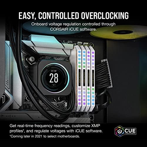 CORSAIR DOMINATOR PLATINUM RGB DDR5 RAM 32GB  2x16GB  6200MHz CL36 Intel XMP iCUE Compatible Computer Memory   White  CMT32GX5M2X6200C36W