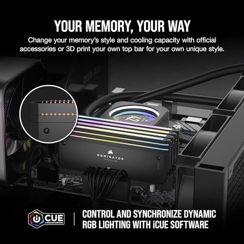 Memoria RAM CORSAIR Dominator Titanium RGB DDR5 de 48 GB (2 x 24 GB) DDR5 7200 MHz CL36, compatible con Intel XMP iCUE, color negro (CMP48GX5M2X7200C36)