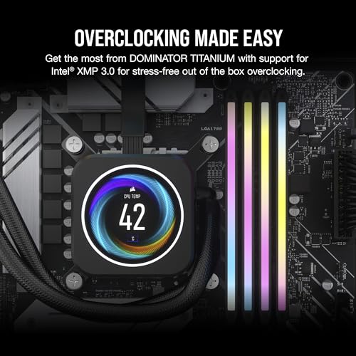Memoria RAM CORSAIR Dominator Titanium RGB DDR5 de 48 GB (2 x 24 GB) DDR5 7200 MHz CL36, compatible con Intel XMP iCUE, color negro (CMP48GX5M2X7200C36)