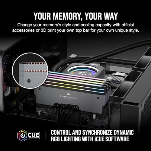 CORSAIR Dominator Titanium RGB DDR5 32GB  2x16GB  DDR5 6000MHz CL30 AMD EXPO Intel XMP iCUE Compatible Computer Memory   Gray  CMP32GX5M2B6000Z30 