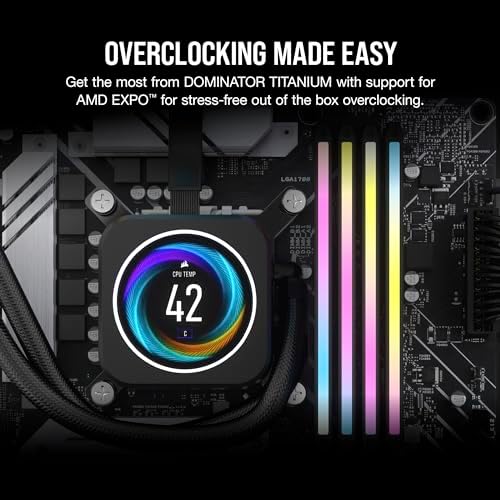 CORSAIR Dominator Titanium RGB DDR5 32GB  2x16GB  DDR5 6000MHz CL30 AMD EXPO Intel XMP iCUE Compatible Computer Memory   Gray  CMP32GX5M2B6000Z30 