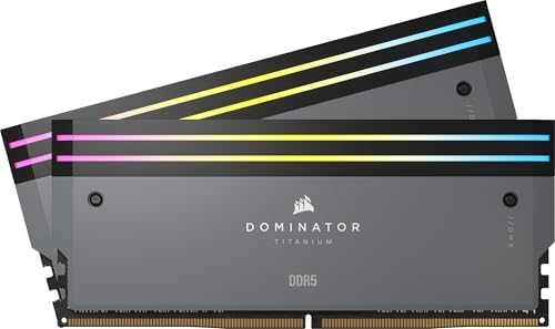CORSAIR Dominator Titanium RGB DDR5 32GB  2x16GB  DDR5 6000MHz CL30 AMD EXPO Intel XMP iCUE Compatible Computer Memory   Gray  CMP32GX5M2B6000Z30 