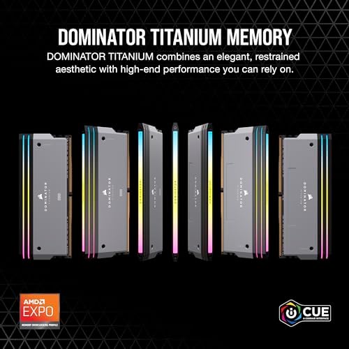 CORSAIR Dominator Titanium RGB DDR5 32GB  2x16GB  DDR5 6000MHz CL30 AMD EXPO Intel XMP iCUE Compatible Computer Memory   Gray  CMP32GX5M2B6000Z30