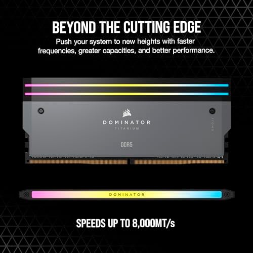 CORSAIR Dominator Titanium RGB DDR5 32GB  2x16GB  DDR5 6000MHz CL30 AMD EXPO Intel XMP iCUE Compatible Computer Memory   Gray  CMP32GX5M2B6000Z30