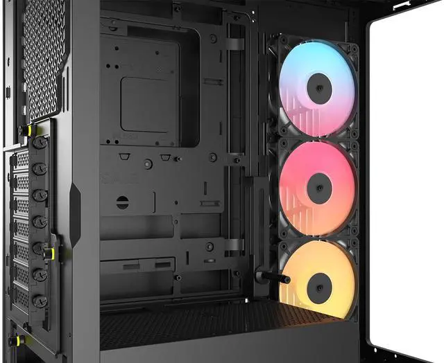 CORSAIR FRAME 4500X RS R ARGB Panoramic Glass Mid Tower PC Case   Panoramic Glass Exterior   InfiniRail   Fan Mounting System   Fits Dual 360mm Radiators   ASUS BTF  MSI Project Zero  and Gigabyte Project Stealth Compatible   Reverse rotor