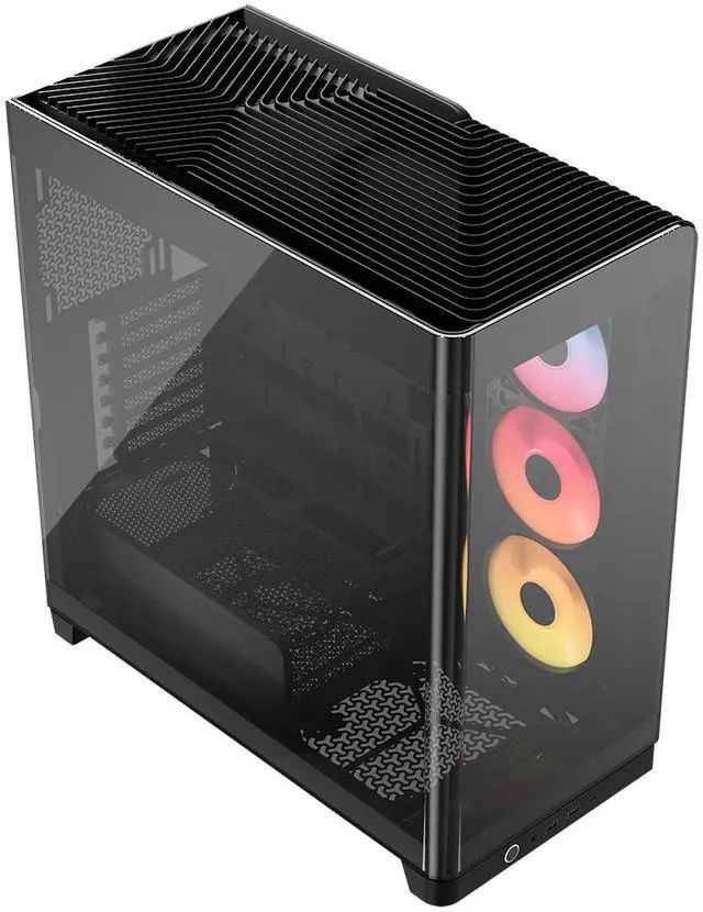CORSAIR FRAME 4500X RS R ARGB Panoramic Glass Mid Tower PC Case   Panoramic Glass Exterior   InfiniRail   Fan Mounting System   Fits Dual 360mm Radiators   ASUS BTF  MSI Project Zero  and Gigabyte Project Stealth Compatible   Reverse rotor