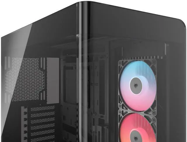 CORSAIR FRAME 4500X RS R ARGB Panoramic Glass Mid Tower PC Case   Panoramic Glass Exterior   InfiniRail   Fan Mounting System   Fits Dual 360mm Radiators   ASUS BTF  MSI Project Zero  and Gigabyte Project Stealth Compatible   Reverse rotor